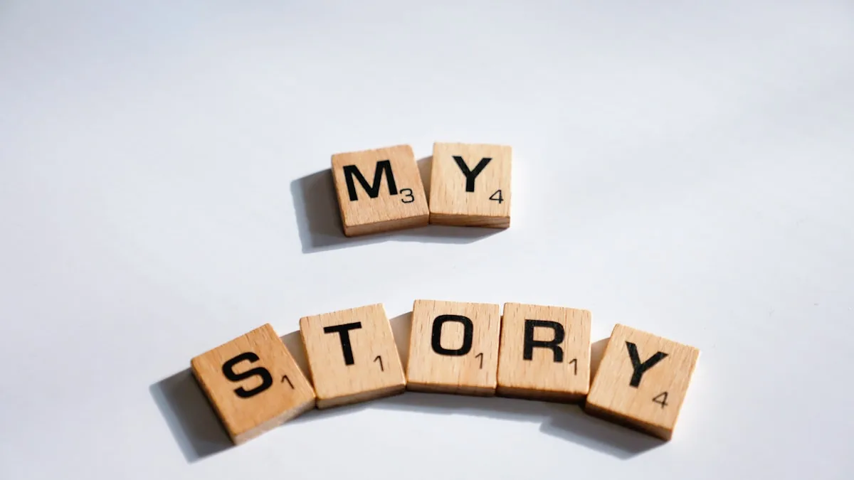 Scrabble tiles spelling My Story