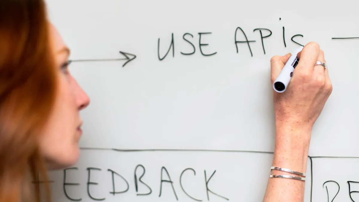 Person writing on a whiteboard.